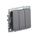 Механизм выключателя трехклавишный Brite сталь IP20 IEK_3