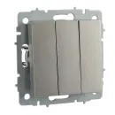 Механизм выключателя трехклавишный Brite сталь IP20 IEK_1