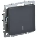 Механизм выключателя одноклавишный с подсветкой Brite графит IP20 IEK_1