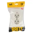 Розетка двухместная с заземлением Brite белая IP20 IEK_6