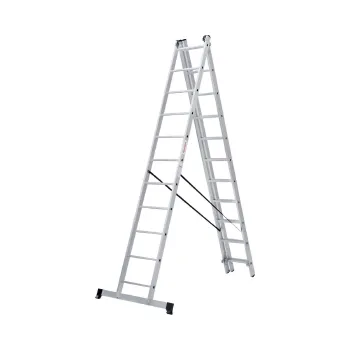 Изображение товара Лестница трехсекционная алюминиевая 3х11 ступеней высотой 7,09м Изображение товара Лестница трехсекционная алюминиевая 3х11 ступеней высотой 7,09м