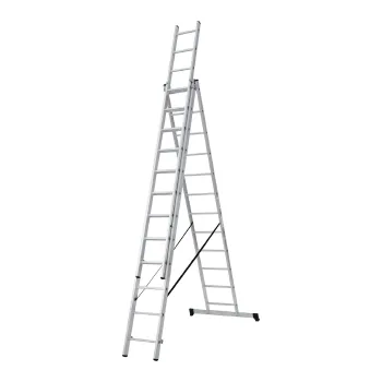Изображение товара Трехсекционная алюминиевая лестница 12 ступеней Новая высота 8.29м Изображение товара Трехсекционная алюминиевая лестница 12 ступеней Новая высота 8.29м