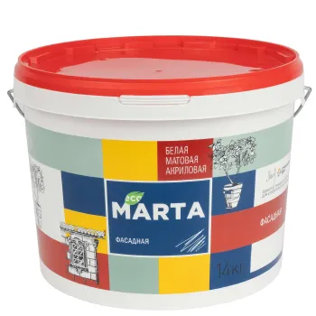 Изображение товара Краска фасадная Марта матовая 14кг для стен и фасадов Изображение товара Краска фасадная Марта матовая 14кг для стен и фасадов