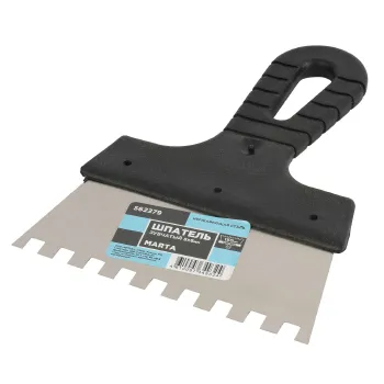Изображение товара Шпатель зубчатый Marta 8х8 мм 150 мм для нанесения клея и растворов Изображение товара Шпатель зубчатый Marta 8х8 мм 150 мм для нанесения клея и растворов