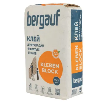 Изображение товара Клей для блоков Bergauf Kleben Block морозостойкий 25кг Изображение товара Клей для блоков Bergauf Kleben Block морозостойкий 25кг