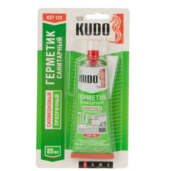 Изображение товара Герметик силиконовый санитарный Kudo бесцветный 85 мл для ванны и кухни Изображение товара Герметик силиконовый санитарный Kudo бесцветный 85 мл для ванны и кухни