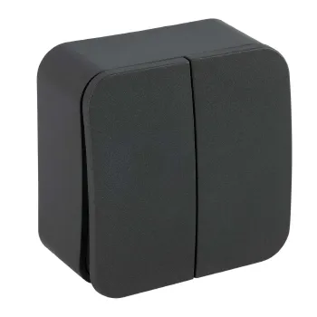 Изображение товара Двухклавишный накладной выключатель Systeme Electric Blanca антрацит IP20 Изображение товара Двухклавишный накладной выключатель Systeme Electric Blanca антрацит IP20