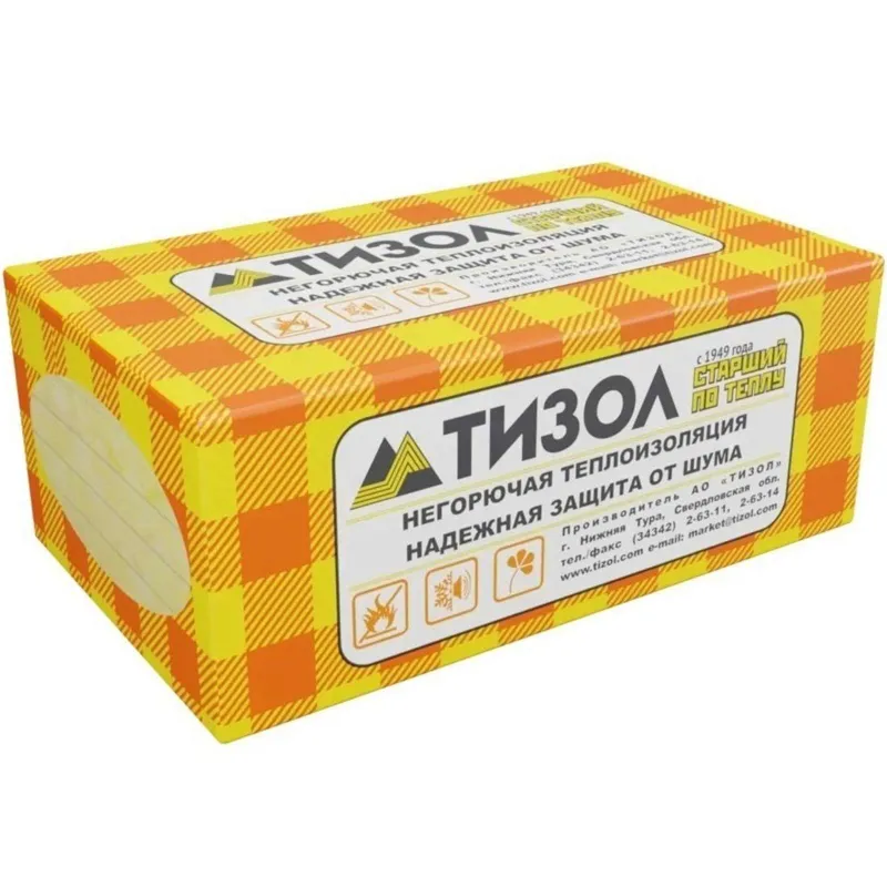 Утеплитель 1000х600х50мм Тизол Фасад 110кг/м³ 3,6м²_1