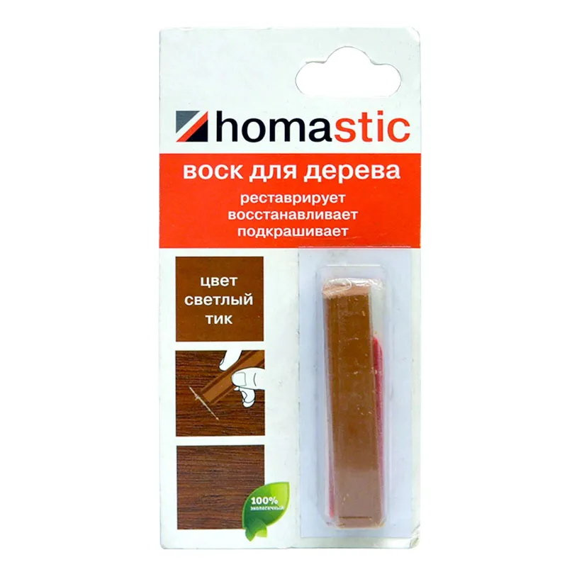Воск HOMASTIC для восстановления паркета и ламината Тик светлый_1