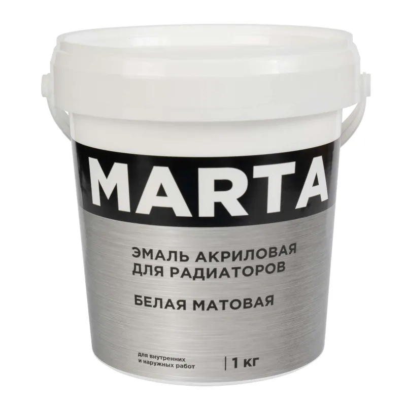 Эмаль акриловая для радиаторов Марта белая матовая 1кг_1