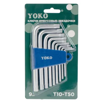 Изображение товара Ключи имбусовые-звездочки Yoko 1,5-10 мм короткие 9 шт Изображение товара Ключи имбусовые-звездочки Yoko 1,5-10 мм короткие 9 шт