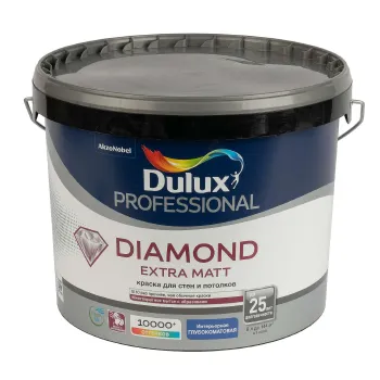 Изображение товара Декоративная интерьерная краска Dulux Diamond Extra Matt 9л для стен и потолков Изображение товара Декоративная интерьерная краска Dulux Diamond Extra Matt 9л для стен и потолков