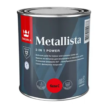 Изображение товара Краска по ржавчине 3 в 1 Tikkurila Metallista база С глянцевая 2,3 л Изображение товара Краска по ржавчине 3 в 1 Tikkurila Metallista база С глянцевая 2,3 л
