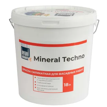 Изображение товара Краска фасадная Mineral Techno глубокоматовая (база С) 18л Bergauf Изображение товара Краска фасадная Mineral Techno глубокоматовая (база С) 18л Bergauf