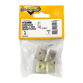 Изображение товара Мебельные уголки оцинкованные 25х25х17 мм с шурупом 4 шт Element Изображение товара Мебельные уголки оцинкованные 25х25х17 мм с шурупом 4 шт Element