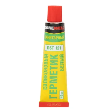 Изображение товара Герметик силиконовый санитарный Donewell белый 40 мл Изображение товара Герметик силиконовый санитарный Donewell белый 40 мл