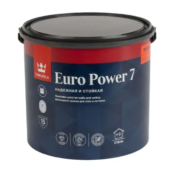 Изображение товара Краска для стен и потолков Tikkurila Euro Power 7, водная акриловая, 2.7л Изображение товара Краска для стен и потолков Tikkurila Euro Power 7, водная акриловая, 2.7л