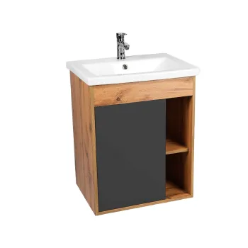 Изображение товара Подвесная тумба с раковиной Viant Бостон 50 графит compact Изображение товара Подвесная тумба с раковиной Viant Бостон 50 графит compact
