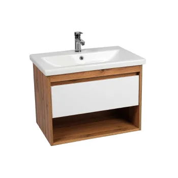 Изображение товара Тумба подвесная Viant Бостон 80 с раковиной Cersanit Como 80 дуб Вотан и белый Изображение товара Тумба подвесная Viant Бостон 80 с раковиной Cersanit Como 80 дуб Вотан и белый