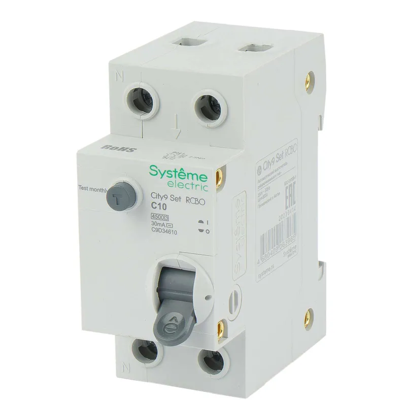 Дифференциальный автомат двухполюсный C 10А 30мА AC 4,5кА City9 Systeme Electric_1