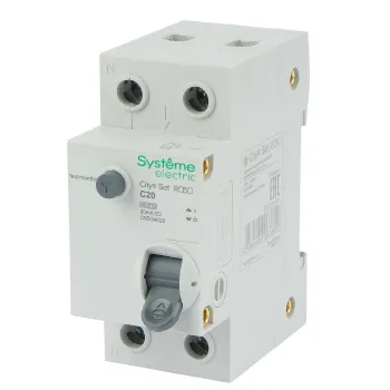 Изображение товара Выключатель автоматический дифференциальный двухполюсный C 20А 30мА тип AC Systeme Electric Изображение товара Выключатель автоматический дифференциальный двухполюсный C 20А 30мА тип AC Systeme Electric