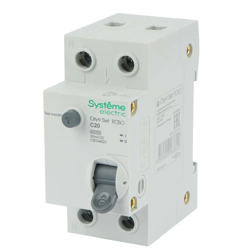 Дифференциальный автомат двухполюсный C 20А 30мА AC 4,5кА City9 Systeme Electric_1