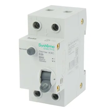 Изображение товара Выключатель автоматический дифференциального тока двухполюсный C 25А 30мА тип AC Изображение товара Выключатель автоматический дифференциального тока двухполюсный C 25А 30мА тип AC