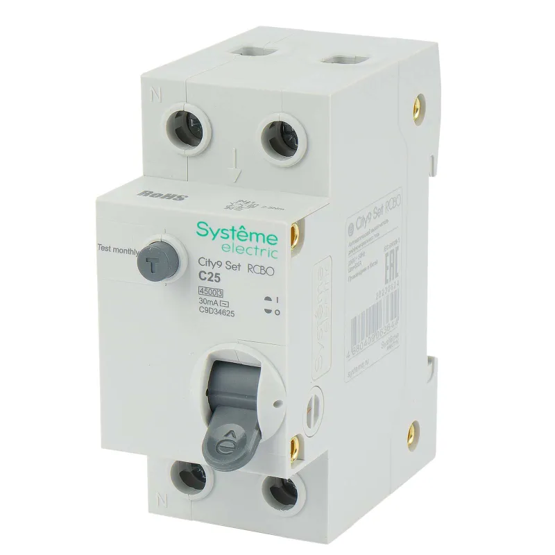 Дифференциальный автомат двухполюсный C 25А 30мА AC 4,5кА City9 Systeme Electric_1