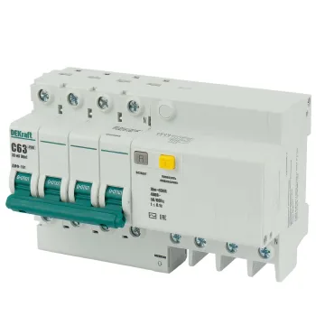 Изображение товара Выключатель автоматический дифференциального тока 4П C63A 30mA 6kA DEKraft Изображение товара Выключатель автоматический дифференциального тока 4П C63A 30mA 6kA DEKraft