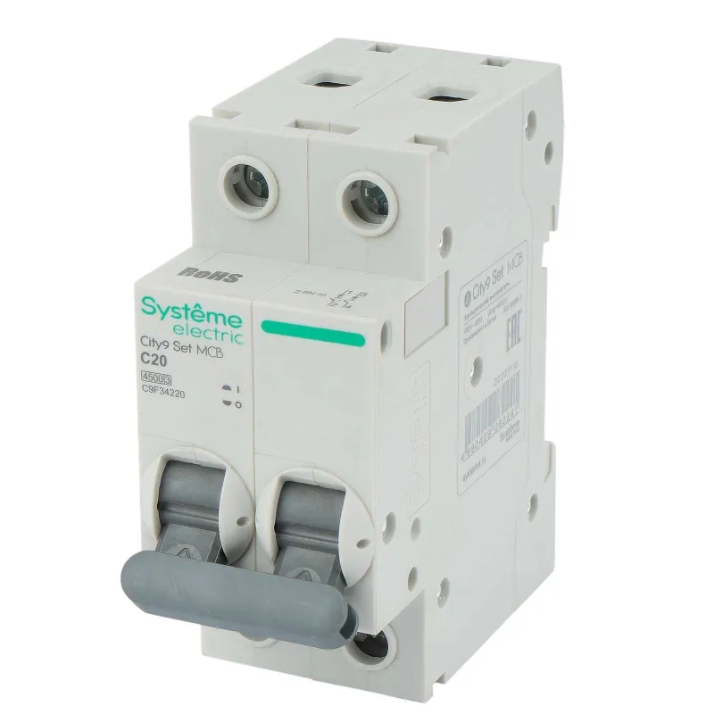 Выключатель автоматический двухполюсный C 20А 4,5кА City9 Systeme Electric_1