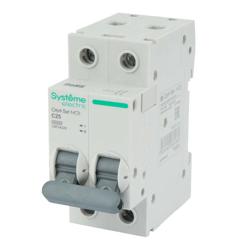 Выключатель автоматический двухполюсный C 25А 4,5кА City9 Systeme Electric_1