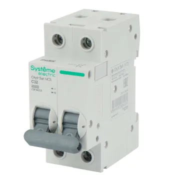 Изображение товара Автоматический выключатель двухполюсной C 32А 4.5кА Systeme Electric для защиты цепей Изображение товара Автоматический выключатель двухполюсной C 32А 4.5кА Systeme Electric для защиты цепей