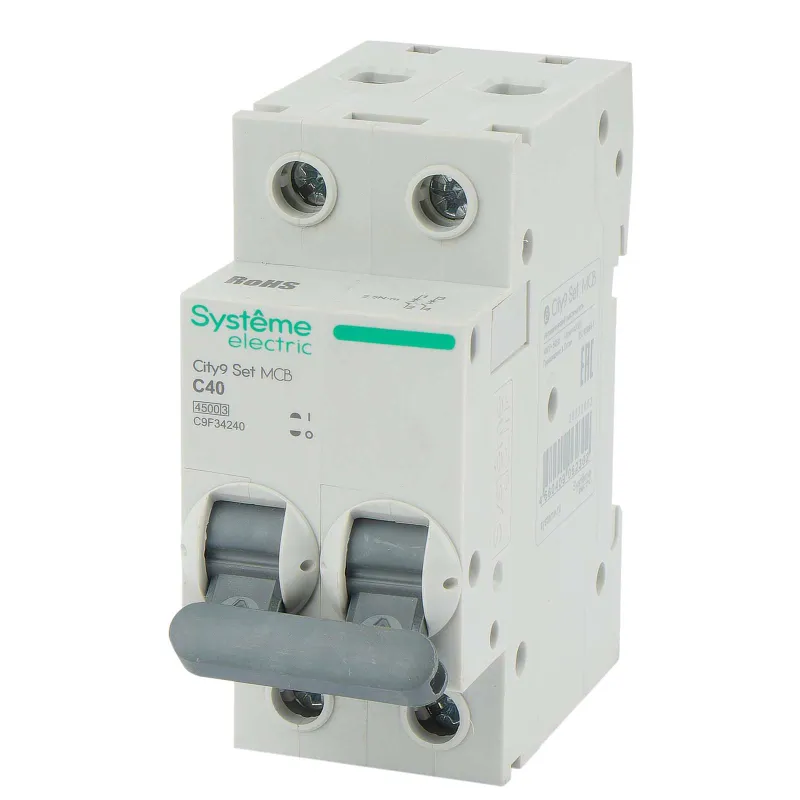 Выключатель автоматический двухполюсный C 40А 4,5кА City9 Systeme Electric_1