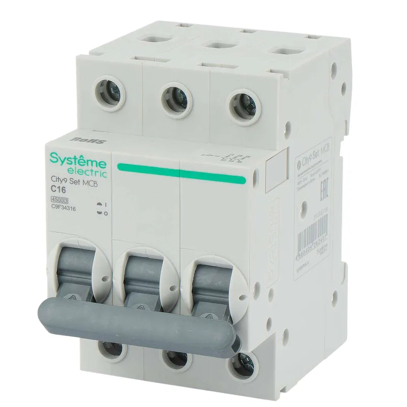 Выключатель автоматический трехполюсный C 16А 4.5кА City9 Systeme Electric_1
