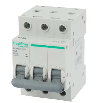 Изображение товара Автоматический выключатель трехполюсный C 20А 4.5кА Systeme Electric надежная защита электросети Изображение товара Автоматический выключатель трехполюсный C 20А 4.5кА Systeme Electric надежная защита электросети