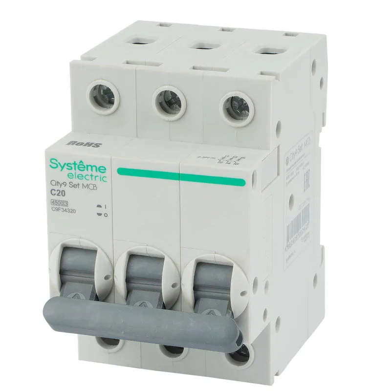 Выключатель автоматический трехполюсный C 20А 4,5кА City9 Systeme Electric_1