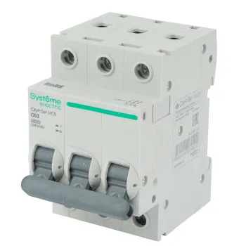Изображение товара Выключатель автоматический трехполюсный C 63А 4.5кА Systeme Electric Изображение товара Выключатель автоматический трехполюсный C 63А 4.5кА Systeme Electric