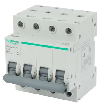 Изображение товара Выключатель автоматический четырехполюсный C 25А 4.5кА City9 Systeme Electric Изображение товара Выключатель автоматический четырехполюсный C 25А 4.5кА City9 Systeme Electric