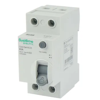 Изображение товара УЗО двухполюсное 63А 30мА тип AC City9 Systeme Electric Изображение товара УЗО двухполюсное 63А 30мА тип AC City9 Systeme Electric