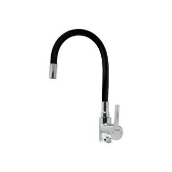 Изображение товара Смеситель для кухни Mira с гибким силиконовым изливом 5098-2 черный и хром Изображение товара Смеситель для кухни Mira с гибким силиконовым изливом 5098-2 черный и хром