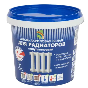 Изображение товара Эмаль акриловая Радуга-178 белая полуглянцевая 1 кг для радиаторов Изображение товара Эмаль акриловая Радуга-178 белая полуглянцевая 1 кг для радиаторов
