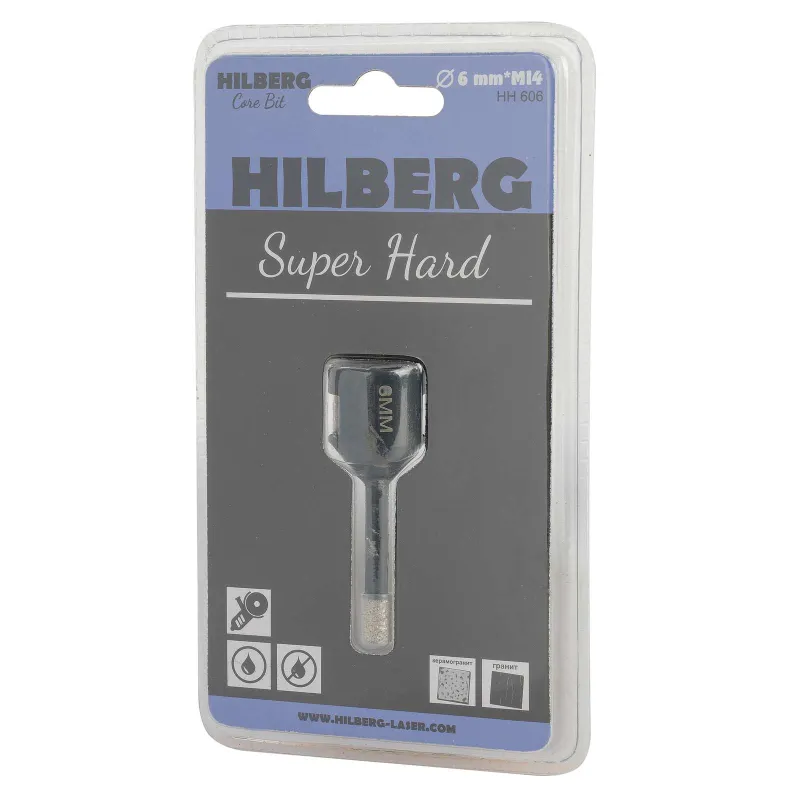 Коронка алмазная Hilberg Super Hard по керамике и керамограниту для УШМ 6 мм_1