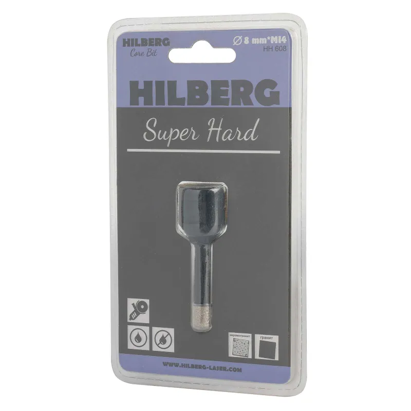 Коронка алмазная Hilberg Super Hard по керамике и керамограниту для УШМ 8 мм_1