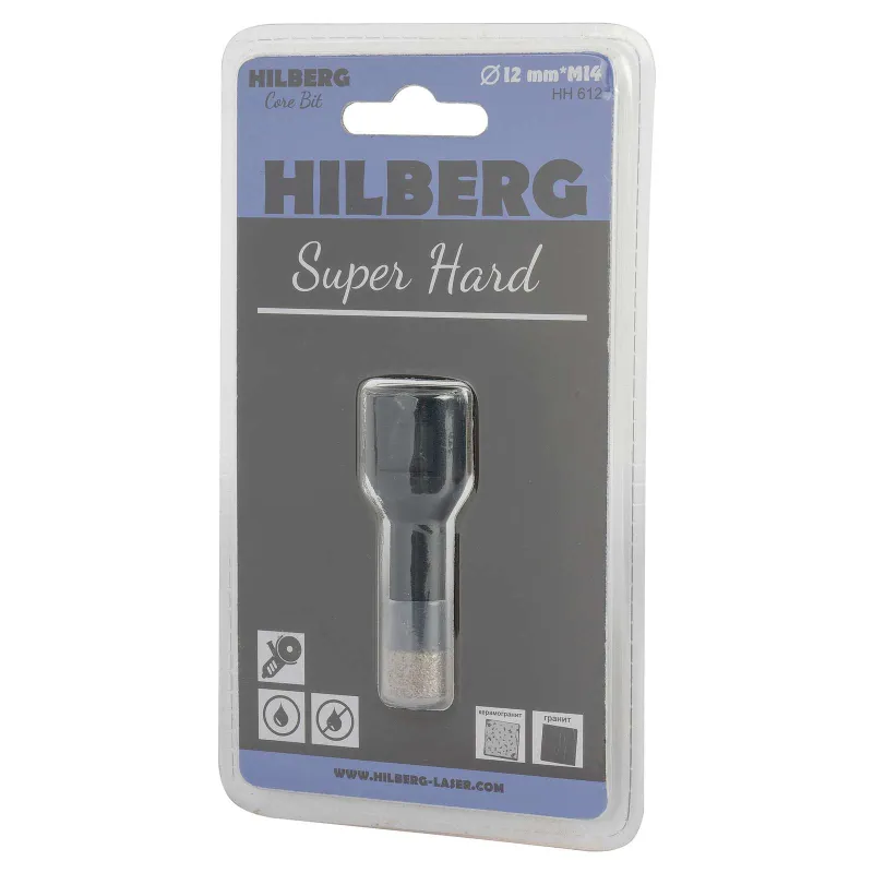 Коронка алмазная Hilberg Super Hard по керамике и керамограниту для УШМ 12 мм_1