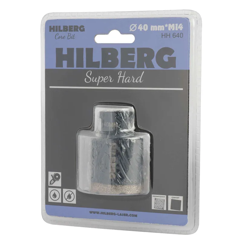 Коронка алмазная Hilberg Super Hard по керамике и керамограниту для УШМ 40 мм_1