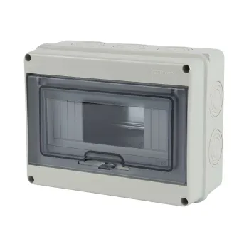 Изображение товара Навеснойщит распределительный IP 65 TDM ЩРН-П-8 8 модулей серый Изображение товара Навеснойщит распределительный IP 65 TDM ЩРН-П-8 8 модулей серый