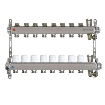 Изображение товара Коллекторная группа Taen 1 евроконус 3/4 на 8 выходов для систем отопления Изображение товара Коллекторная группа Taen 1 евроконус 3/4 на 8 выходов для систем отопления