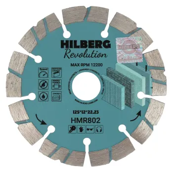 Изображение товара Алмазный диск для резки железобетона Hilberg Revolution 125 мм 2,2 мм толщина Изображение товара Алмазный диск для резки железобетона Hilberg Revolution 125 мм 2,2 мм толщина