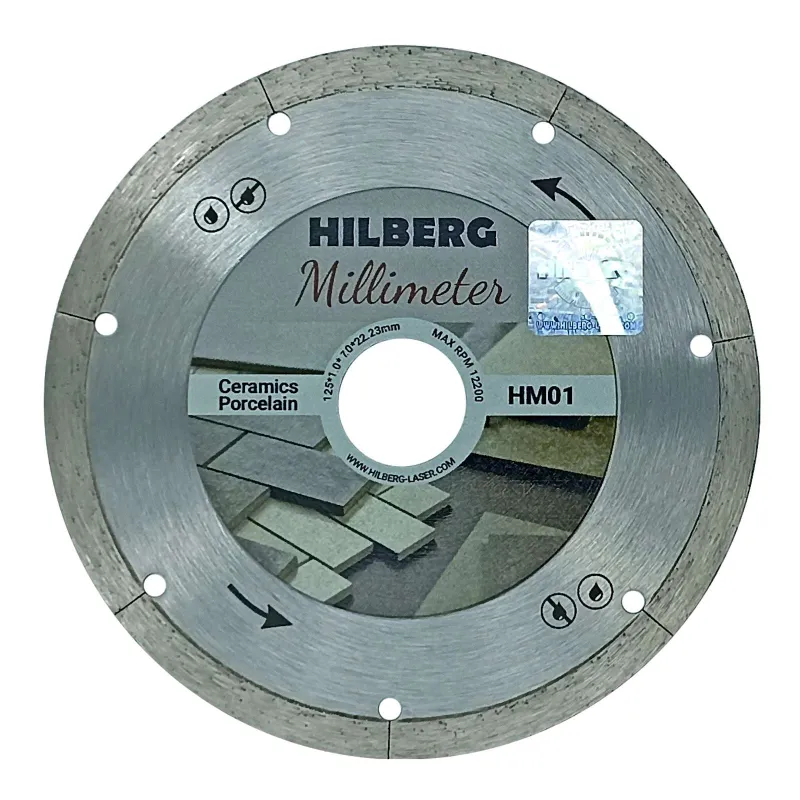 Диск по керамограниту алмазный Hilberg Millimeter 125x1,0x8x22,2 мм_1