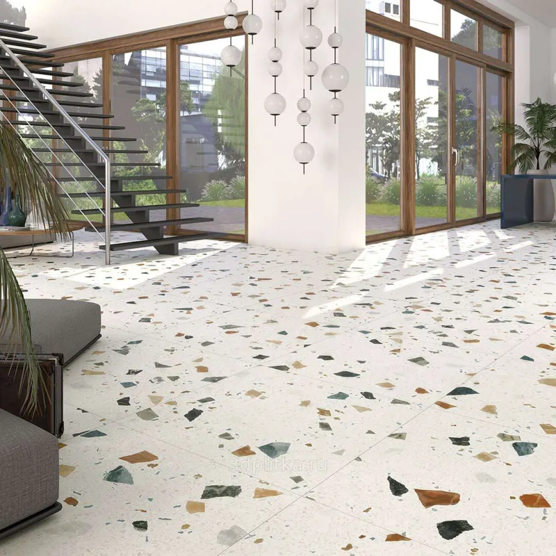 Керамогранит Steppe Ceramics Chips White 600х600 мм мультиколор_1